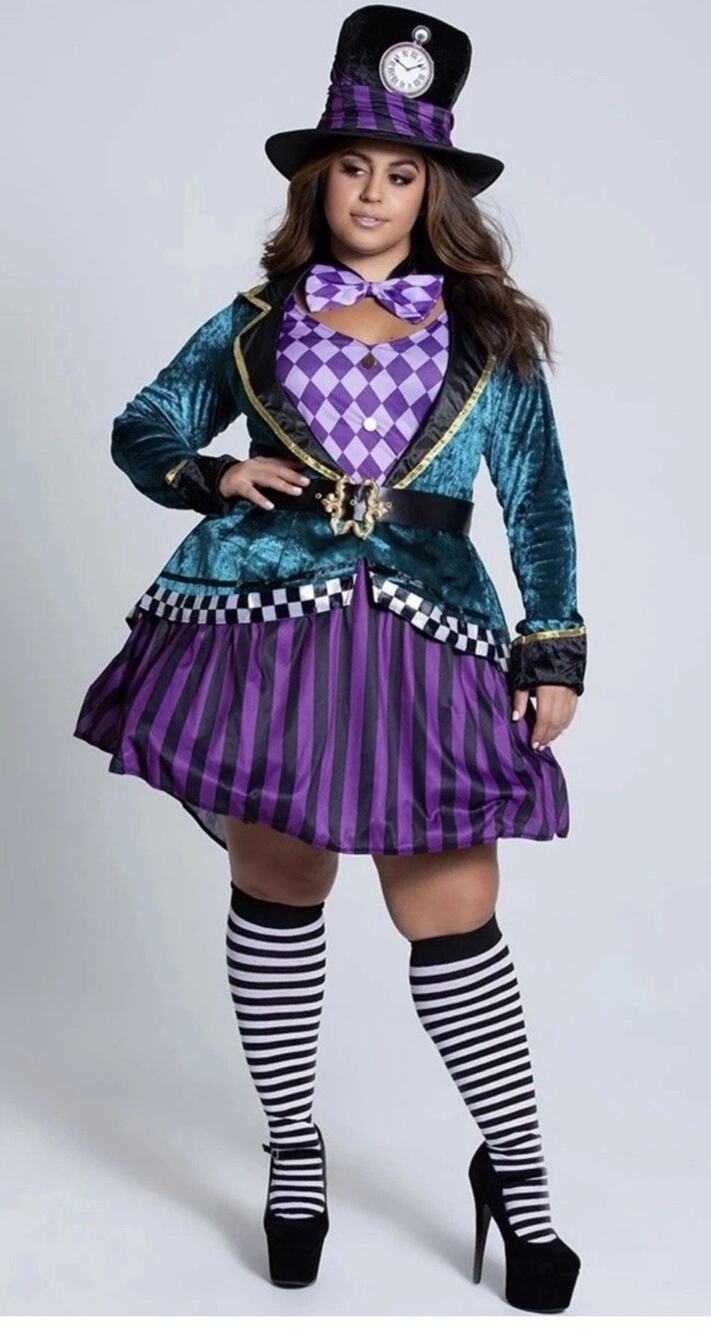 Leg Avenue Delightful Hatter Party Halloween Costume Dress - Size 3X 4X